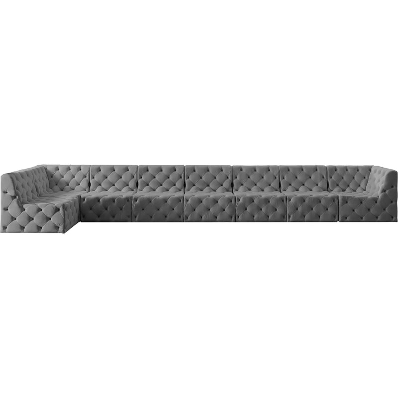 Meridian Tuft Grey Velvet Modular Sectional IMAGE 9