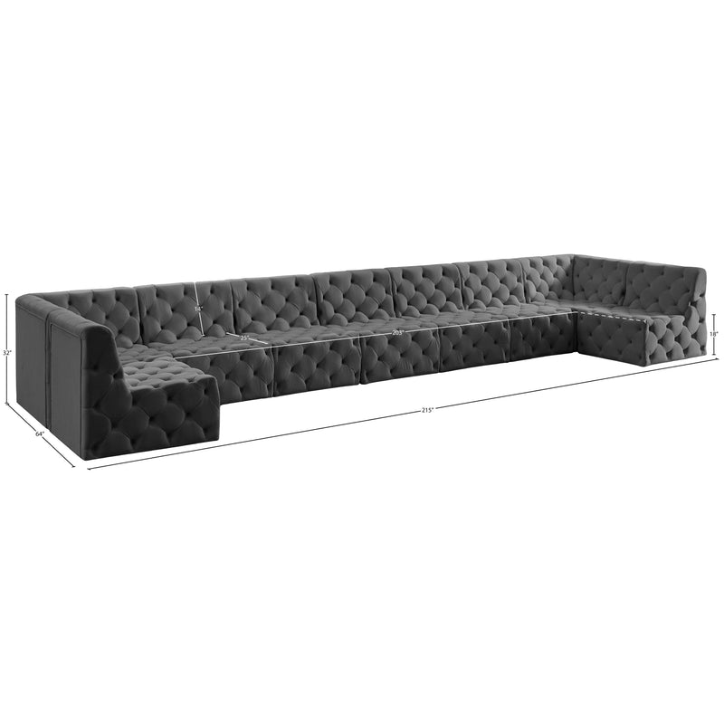 Meridian Tuft Grey Velvet Modular Sectional IMAGE 15