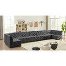 Meridian Tuft Grey Velvet Modular Sectional IMAGE 2