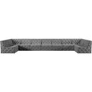 Meridian Tuft Grey Velvet Modular Sectional IMAGE 5