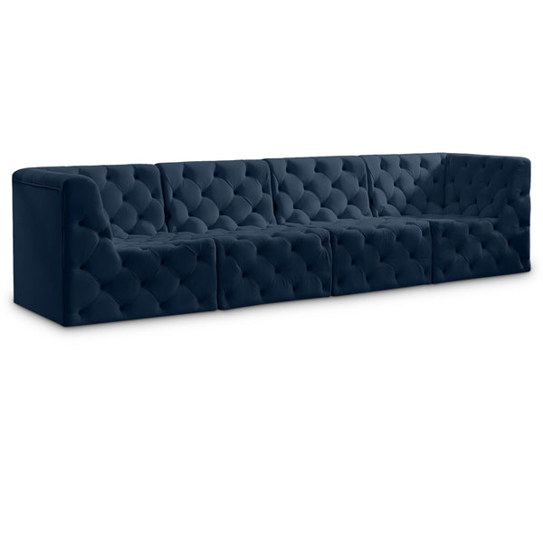 Meridian Tuft Navy Velvet Modular Sofa IMAGE 1