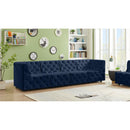 Meridian Tuft Navy Velvet Modular Sofa IMAGE 2