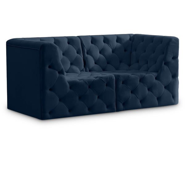 Meridian Tuft Navy Velvet Modular Sofa IMAGE 1