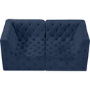 Meridian Tuft Navy Velvet Modular Sofa IMAGE 4