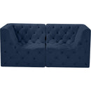 Meridian Tuft Navy Velvet Modular Sofa IMAGE 5