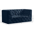 Meridian Tuft Navy Velvet Modular Sofa IMAGE 8