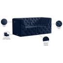 Meridian Tuft Navy Velvet Modular Sofa IMAGE 9