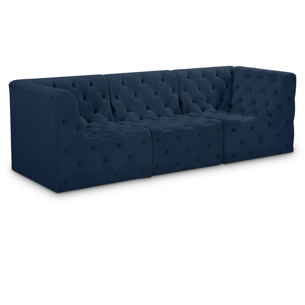 Meridian Tuft Navy Velvet Modular Sofa IMAGE 1
