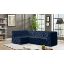 Meridian Tuft Navy Velvet Modular Sectional IMAGE 4