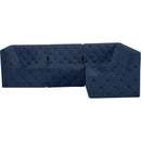 Meridian Tuft Navy Velvet Modular Sectional IMAGE 7