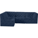 Meridian Tuft Navy Velvet Modular Sectional IMAGE 8