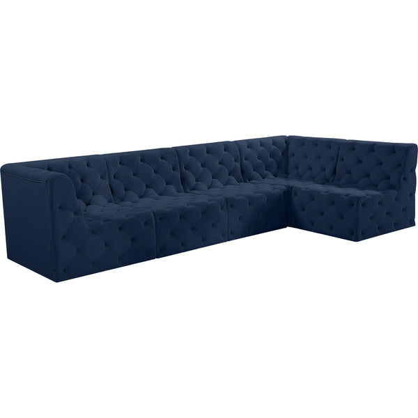 Meridian Tuft Navy Velvet Modular Sectional IMAGE 1