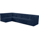 Meridian Tuft Navy Velvet Modular Sectional IMAGE 2