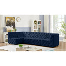 Meridian Tuft Navy Velvet Modular Sectional IMAGE 4