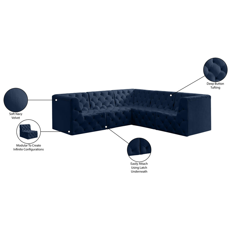 Meridian Tuft Navy Velvet Modular Sectional IMAGE 13