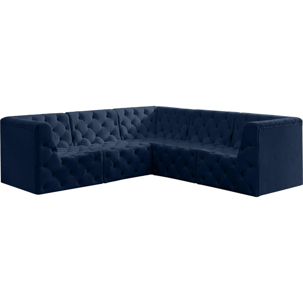 Meridian Tuft Navy Velvet Modular Sectional IMAGE 1