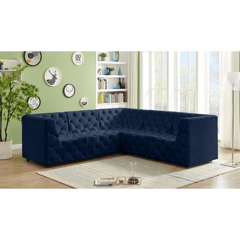 Meridian Tuft Navy Velvet Modular Sectional IMAGE 2