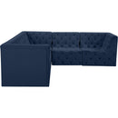Meridian Tuft Navy Velvet Modular Sectional IMAGE 3