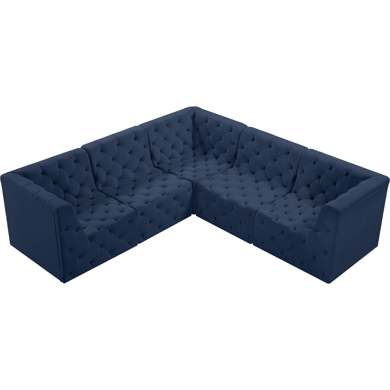 Meridian Tuft Navy Velvet Modular Sectional IMAGE 4