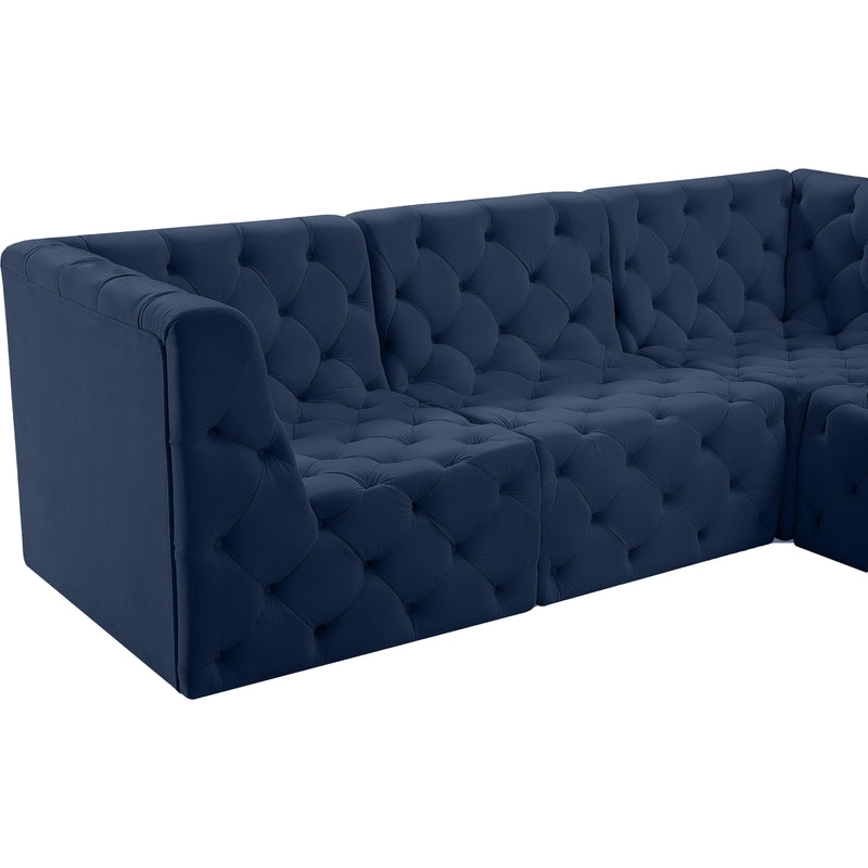 Meridian Tuft Navy Velvet Modular Sectional IMAGE 6