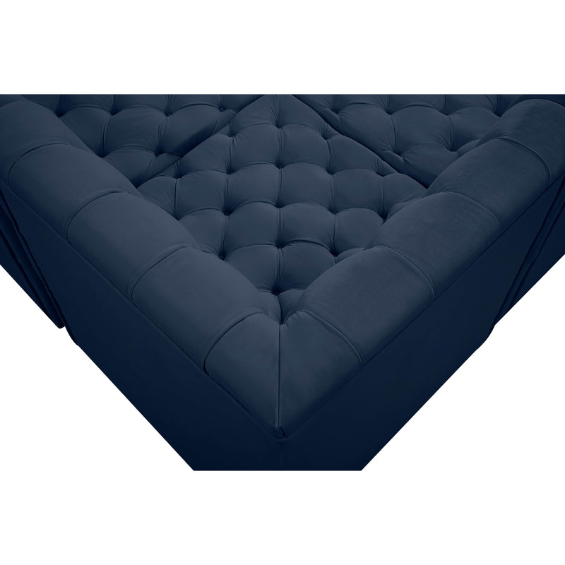Meridian Tuft Navy Velvet Modular Sectional IMAGE 9