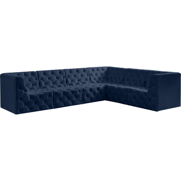 Meridian Tuft Navy Velvet Modular Sectional IMAGE 1