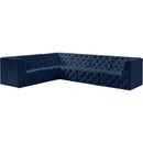 Meridian Tuft Navy Velvet Modular Sectional IMAGE 2