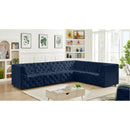Meridian Tuft Navy Velvet Modular Sectional IMAGE 3