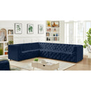 Meridian Tuft Navy Velvet Modular Sectional IMAGE 4