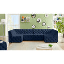 Meridian Tuft Navy Velvet Modular Sectional IMAGE 2