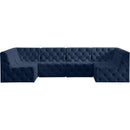 Meridian Tuft Navy Velvet Modular Sectional IMAGE 4
