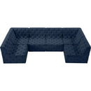 Meridian Tuft Navy Velvet Modular Sectional IMAGE 5