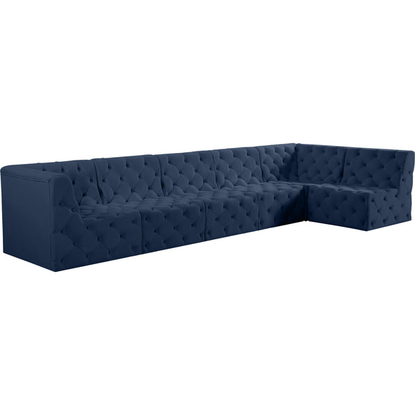 Meridian Tuft Navy Velvet Modular Sectional IMAGE 1