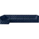 Meridian Tuft Navy Velvet Modular Sectional IMAGE 8