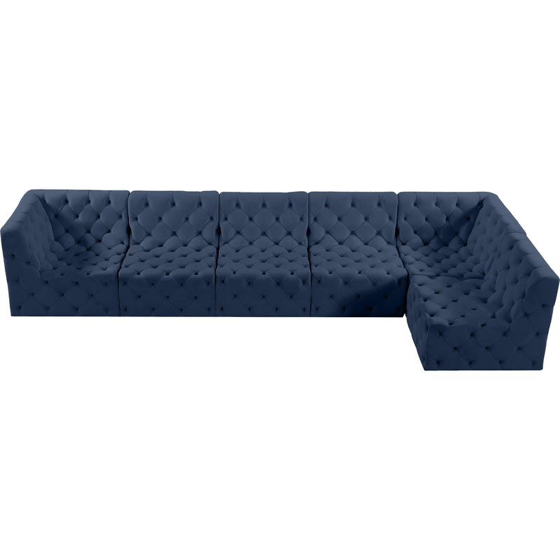 Meridian Tuft Navy Velvet Modular Sectional IMAGE 9