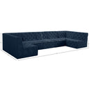Meridian Tuft Navy Velvet Modular Sectional IMAGE 15