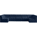 Meridian Tuft Navy Velvet Modular Sectional IMAGE 4