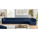 Meridian Tuft Navy Velvet Modular Sectional IMAGE 3