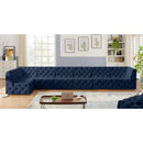 Meridian Tuft Navy Velvet Modular Sectional IMAGE 4