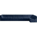 Meridian Tuft Navy Velvet Modular Sectional IMAGE 7