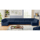 Meridian Tuft Navy Velvet Modular Sectional IMAGE 2