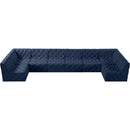 Meridian Tuft Navy Velvet Modular Sectional IMAGE 4