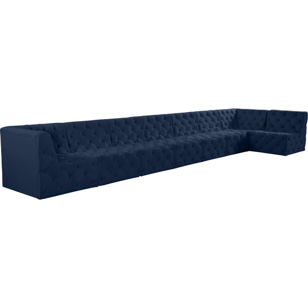 Meridian Tuft Navy Velvet Modular Sectional IMAGE 1