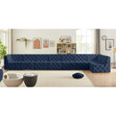 Meridian Tuft Navy Velvet Modular Sectional IMAGE 3