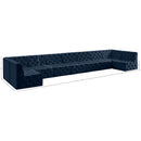 Meridian Tuft Navy Velvet Modular Sectional IMAGE 15