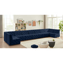Meridian Tuft Navy Velvet Modular Sectional IMAGE 2