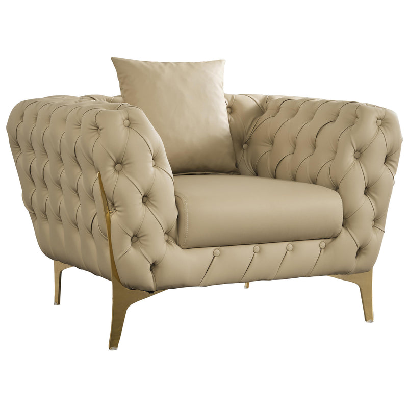 Meridian Aurora Stationary Leather Look Chair 682Beige-C IMAGE 1