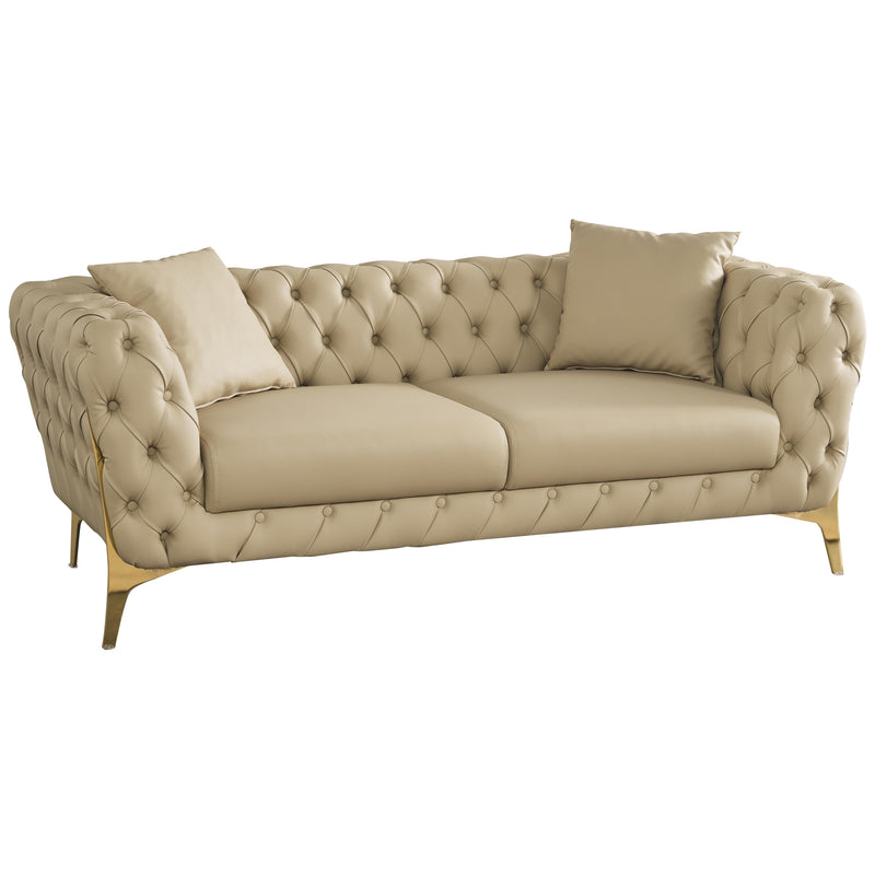 Meridian Aurora Stationary Leather Look Loveseat 682Beige-L IMAGE 1