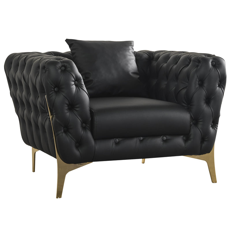 Meridian Aurora Stationary Leather Look Chair 682Black-C IMAGE 1