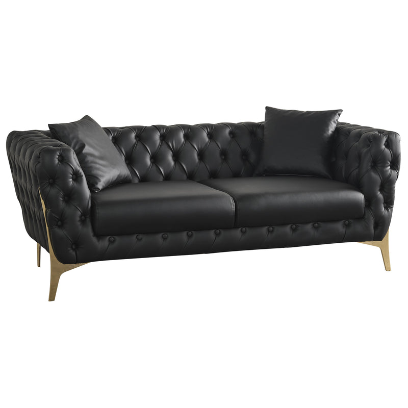 Meridian Aurora Stationary Leather Look Loveseat 682Black-L IMAGE 1